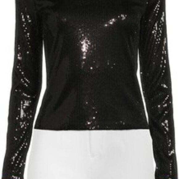 L'AGENCE Noor Black Sequin Top Sz XL - Picture 2 of 4